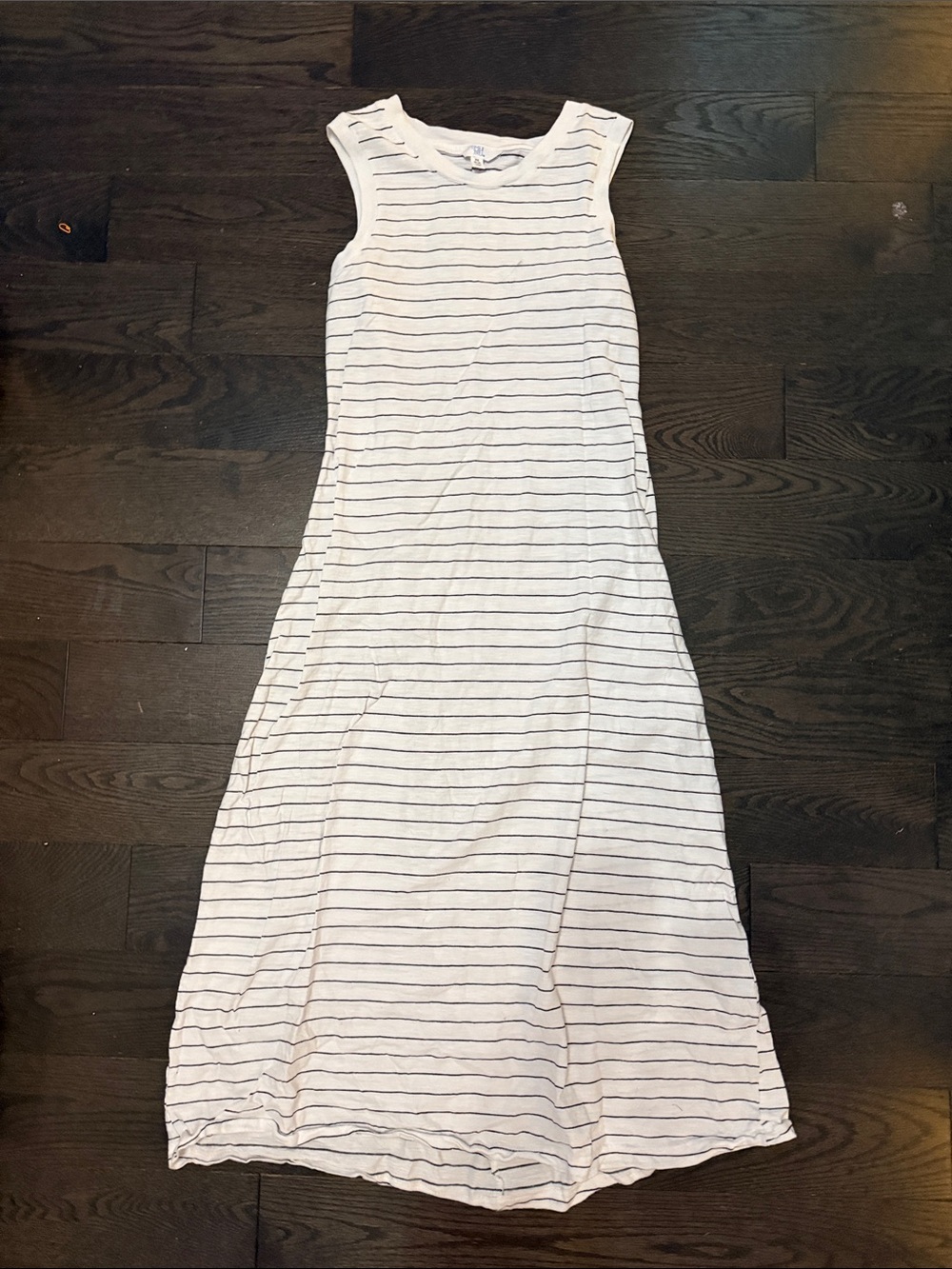 Time and Tru White Maxi Dress with Thin Black Stripes
